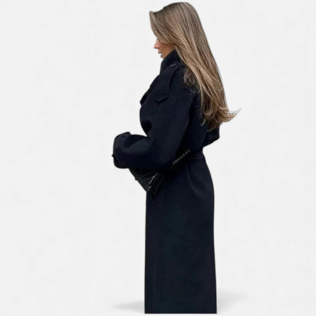 Lunéaya | Women’s Wool Longline Coat (Heritage Double‑Breasted)