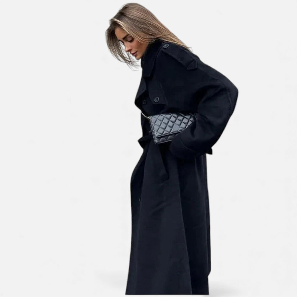 Lunéaya | Women’s Wool Longline Coat (Heritage Double‑Breasted)