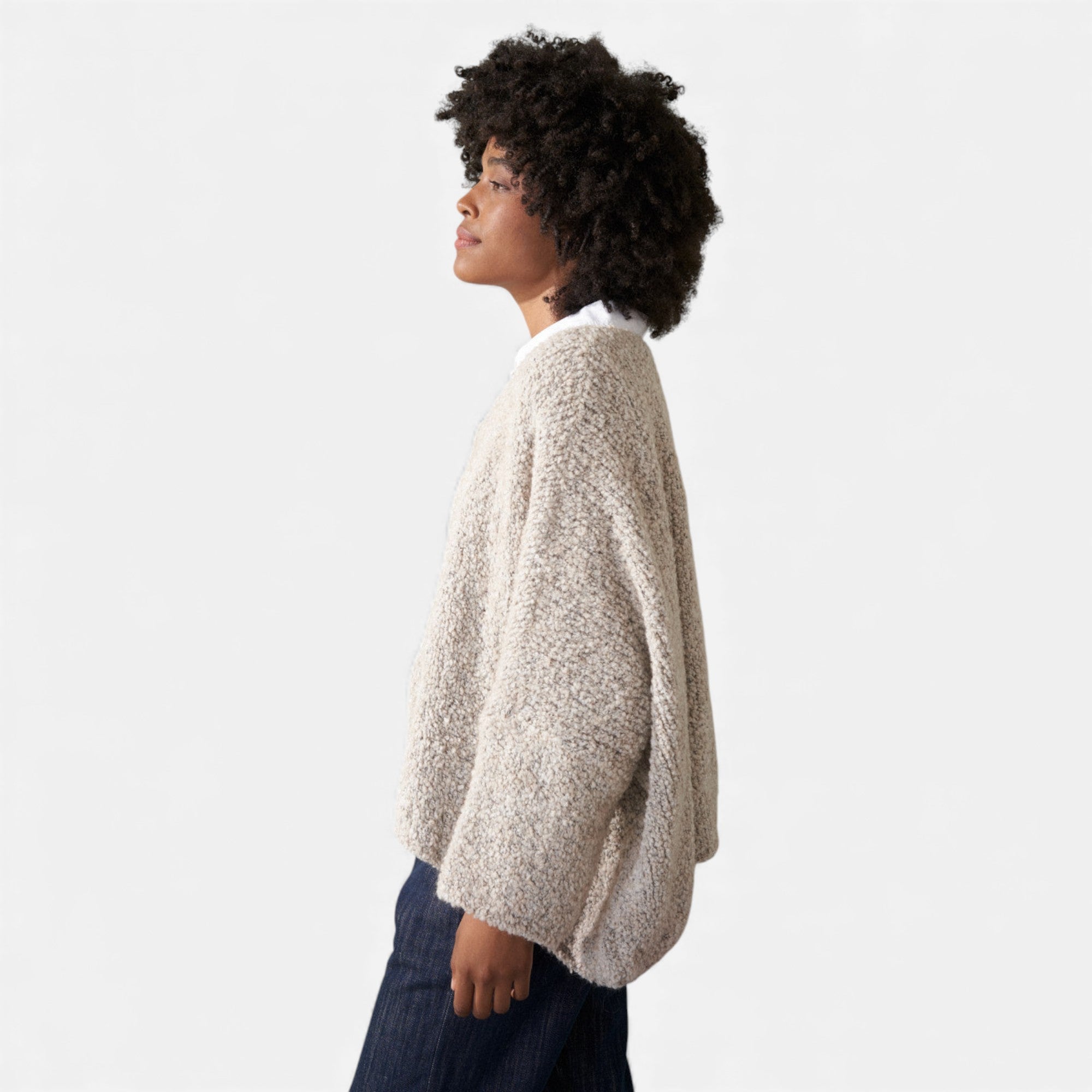 Lunéaya | Women’s Bouclé Heritage Sweater in Off-White