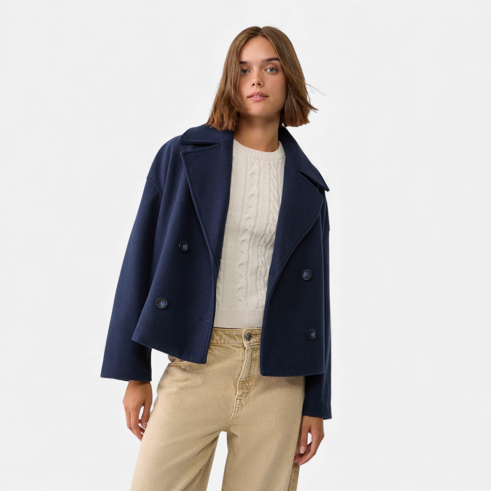 Lunéaya | Women’s Wool Cropped Peacoat