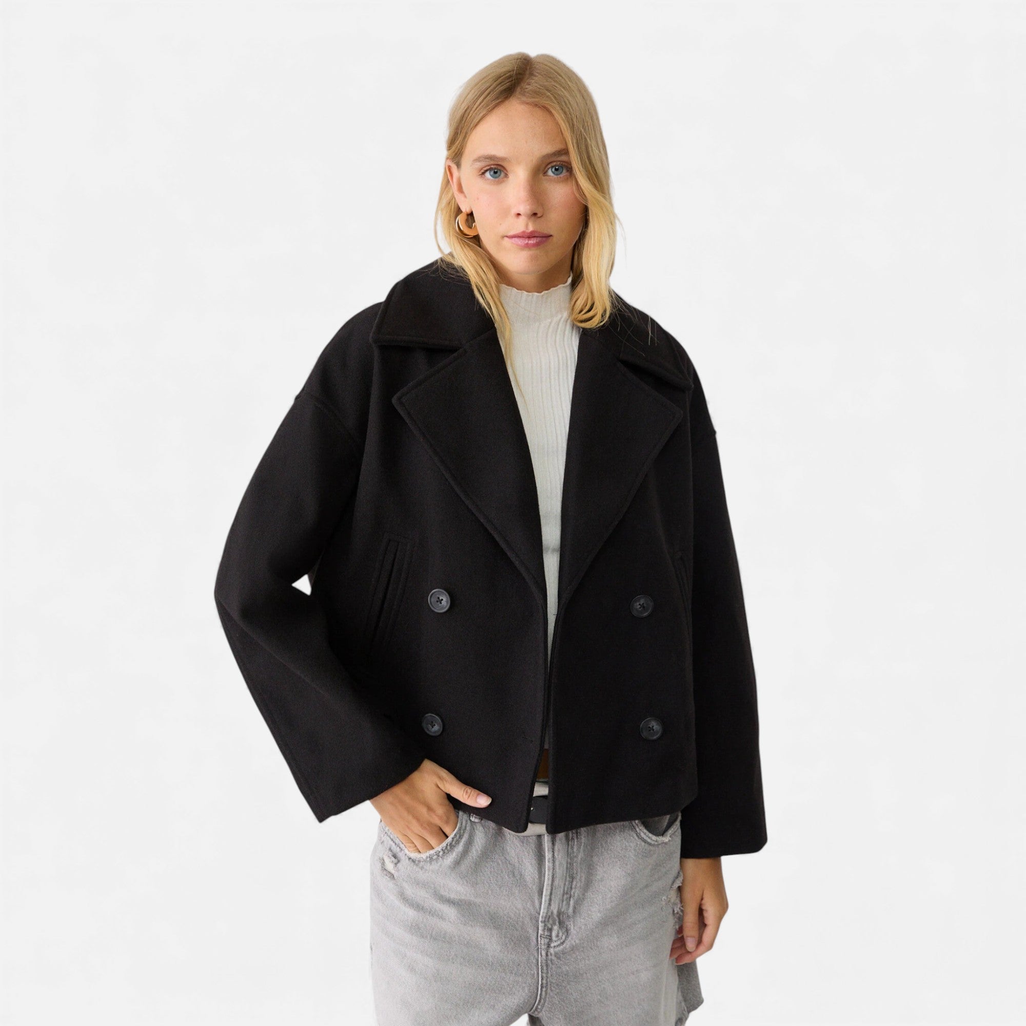 Lunéaya | Women’s Wool Cropped Peacoat