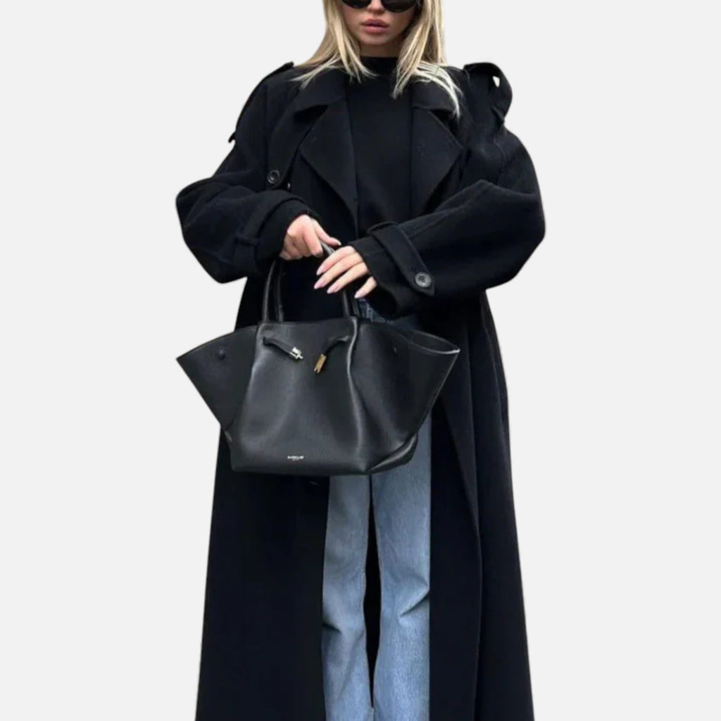 Lunéaya | Women’s Wool Longline Coat (Heritage Double‑Breasted)