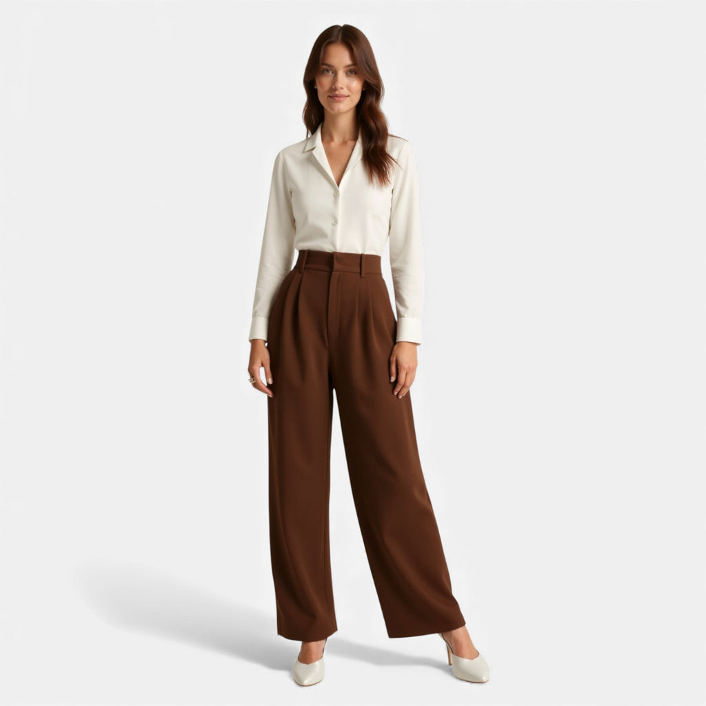 Lunéaya | Women’s Pleated Wide‑Leg Trousers
