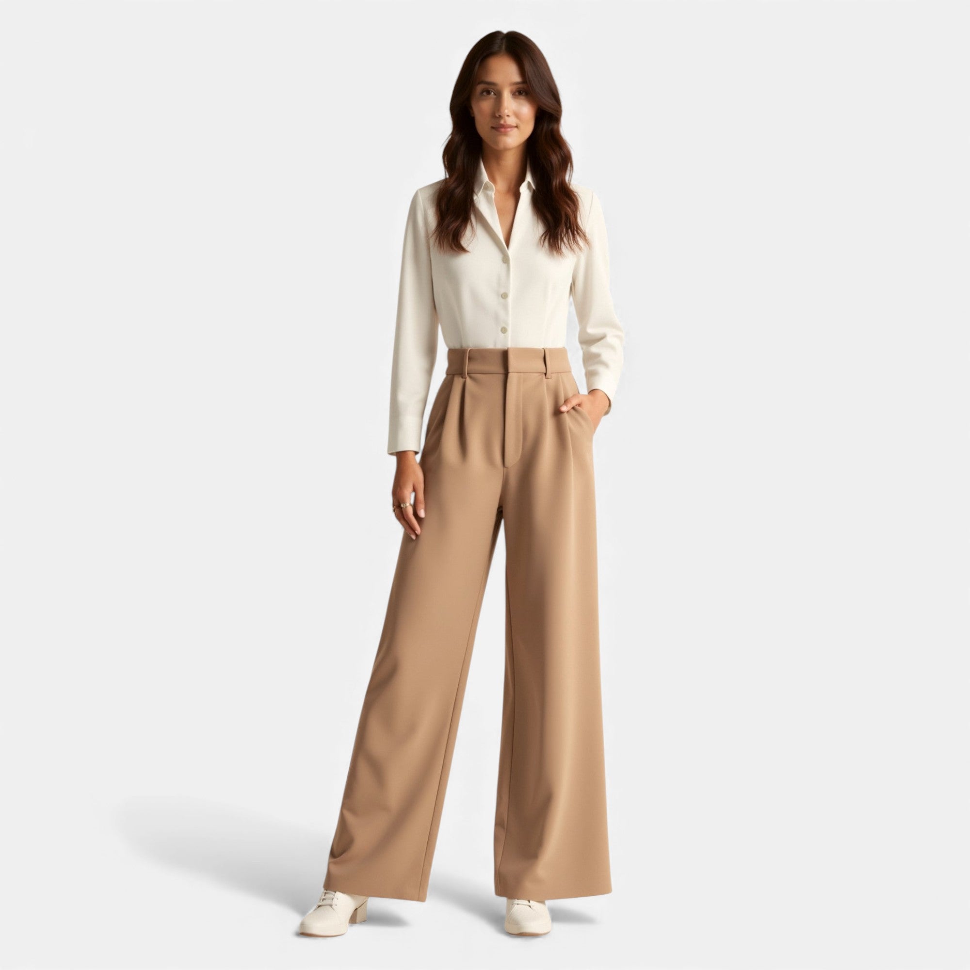 Lunéaya | Women’s Pleated Wide‑Leg Trousers