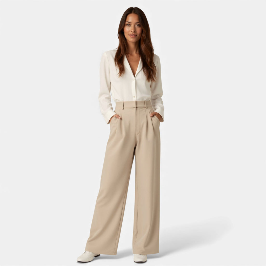 Lunéaya | Women’s Pleated Wide‑Leg Trousers