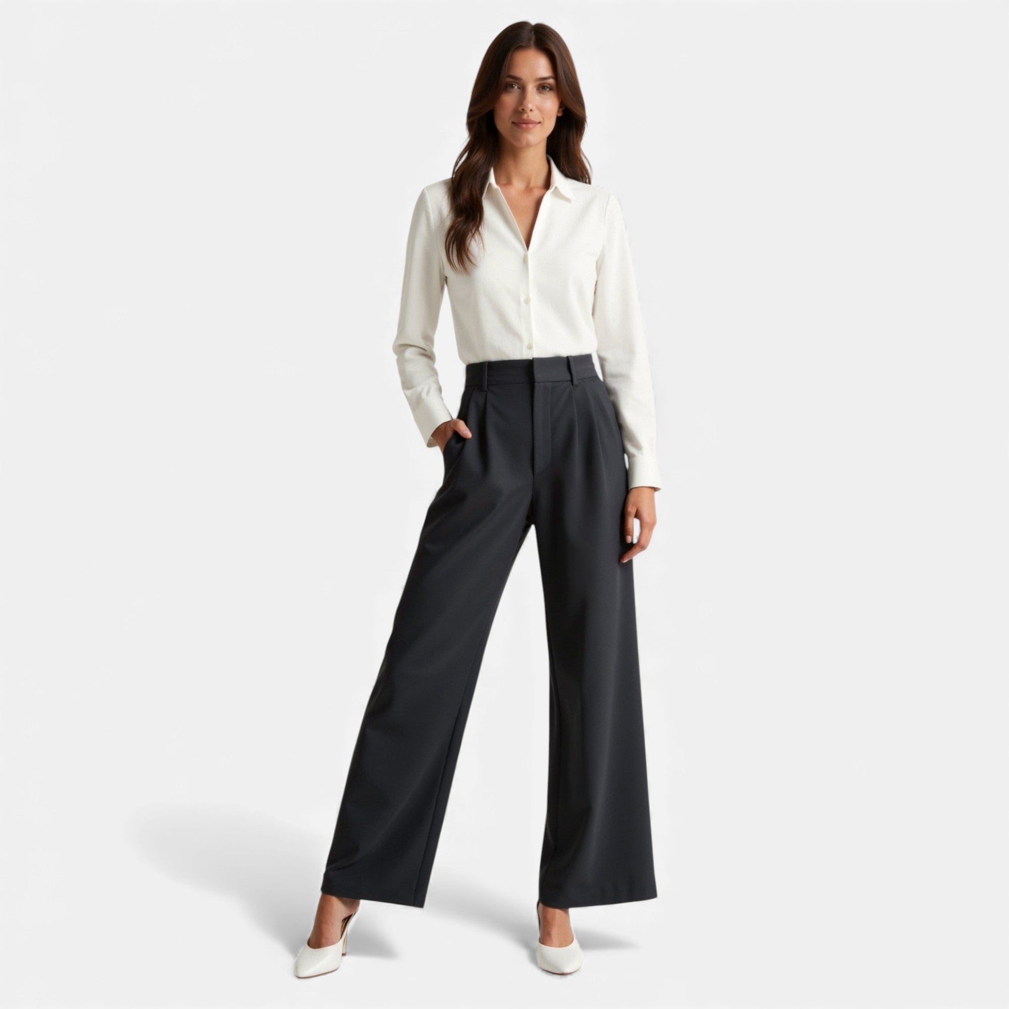 Lunéaya | Women’s Pleated Wide‑Leg Trousers